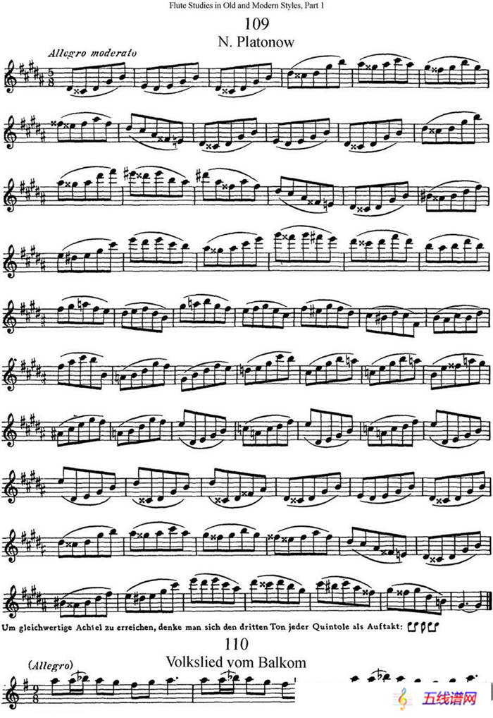 斯勒新老风格长笛练习重奏曲（第一部分）（NO.109-NO.111）