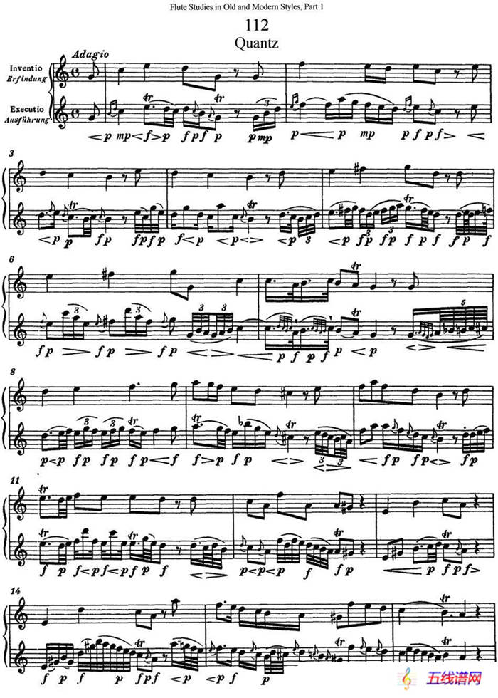 斯勒新老风格长笛练习重奏曲（第一部分）（NO.112）