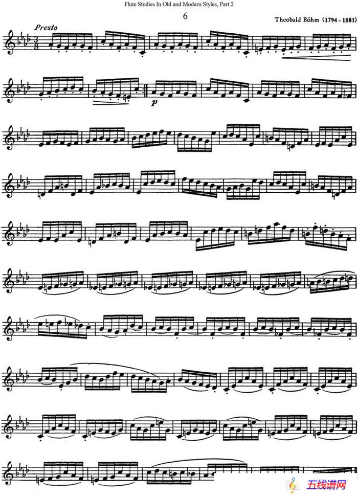 斯勒新老风格长笛练习重奏曲（第二部分）（NO.6）
