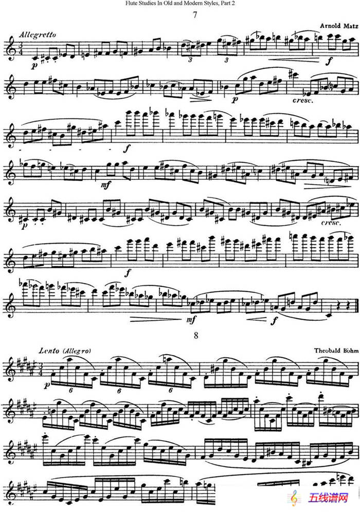 斯勒新老风格长笛练习重奏曲（第二部分）（NO.7-NO.8）