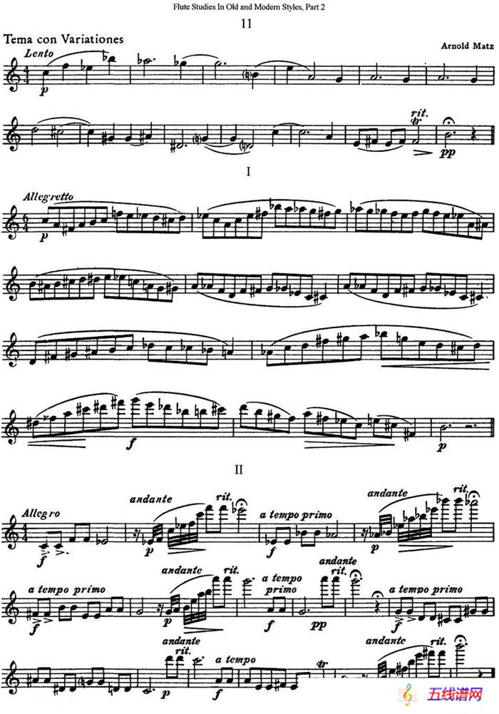 斯勒新老风格长笛练习重奏曲（第二部分）（NO.11）