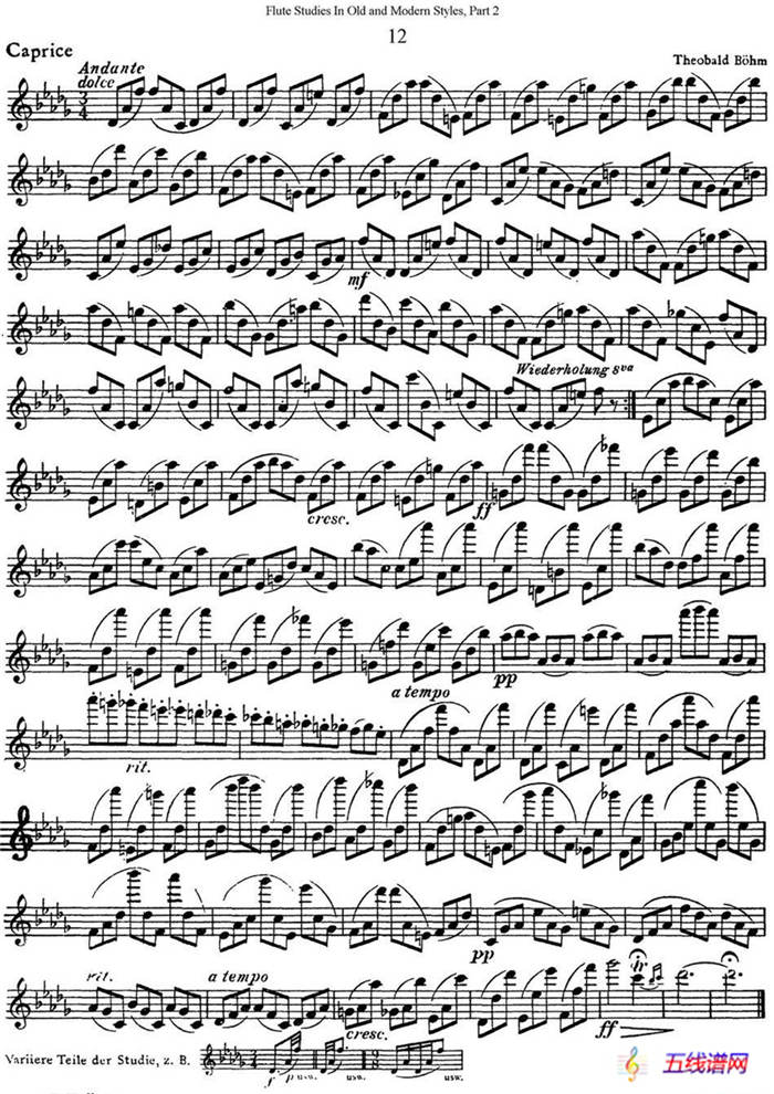 斯勒新老风格长笛练习重奏曲（第二部分）（NO.12）