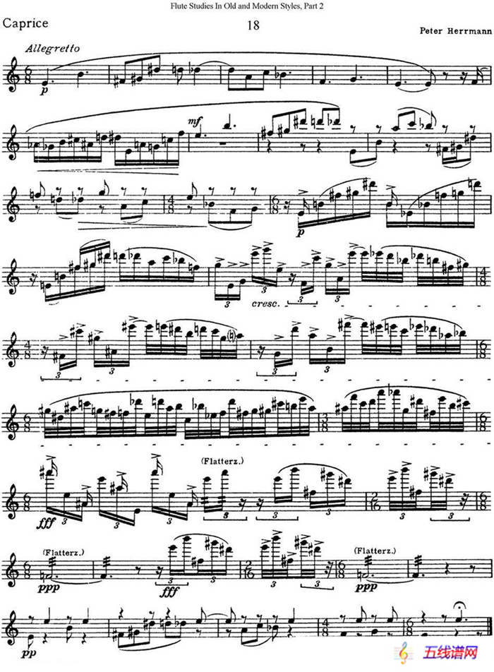 斯勒新老风格长笛练习重奏曲（第二部分）（NO.18）