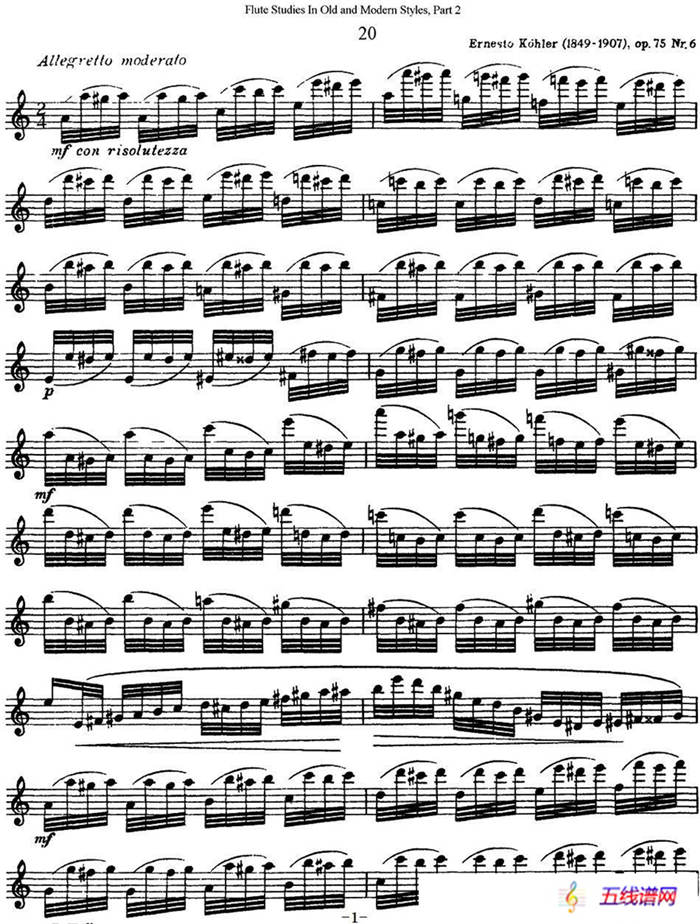 斯勒新老风格长笛练习重奏曲（第二部分）（NO.20）