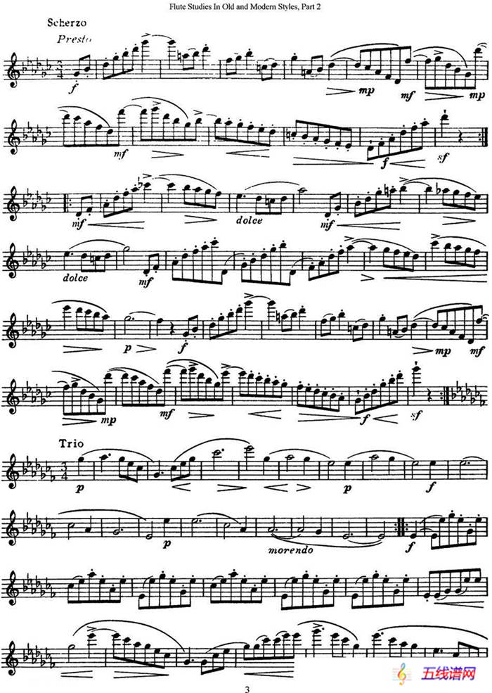 斯勒新老风格长笛练习重奏曲（第二部分）（NO.26）