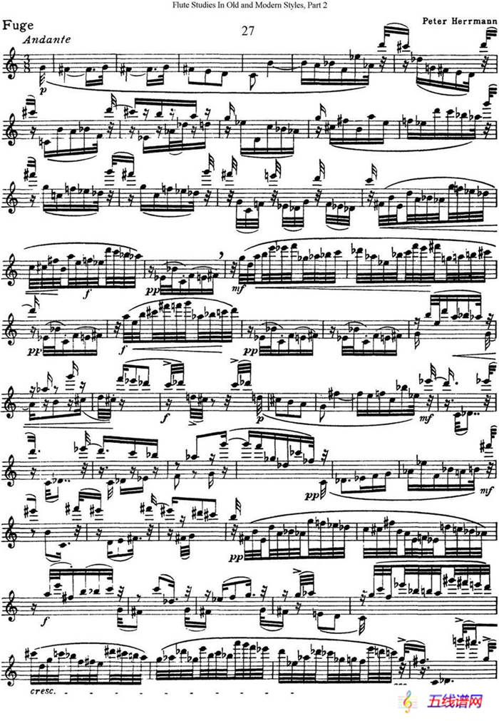 斯勒新老风格长笛练习重奏曲（第二部分）（NO.27-NO.28）