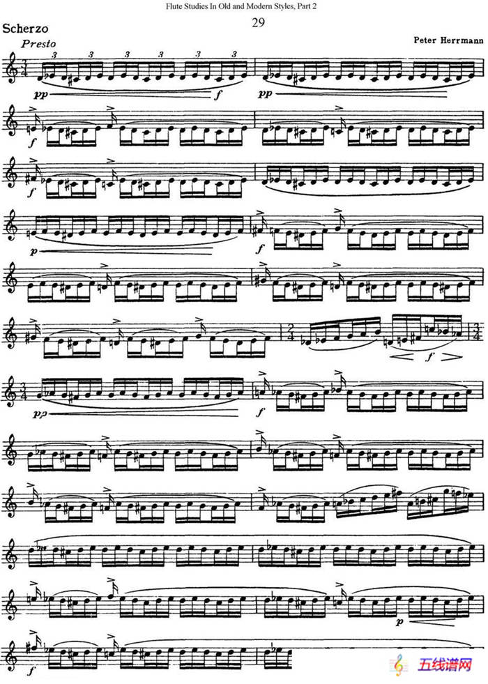 斯勒新老风格长笛练习重奏曲（第二部分）（NO.29）