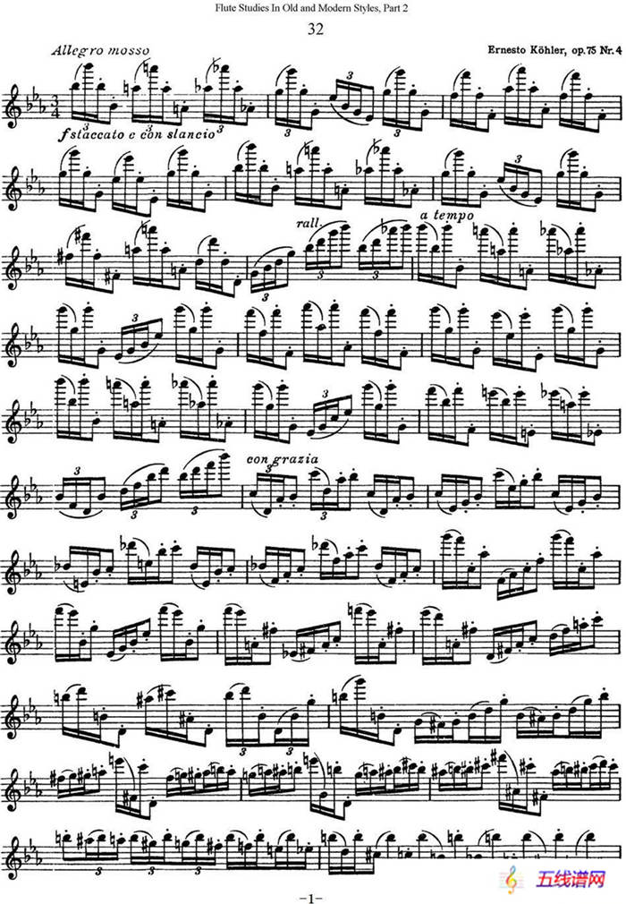 斯勒新老风格长笛练习重奏曲（第二部分）（NO.32）