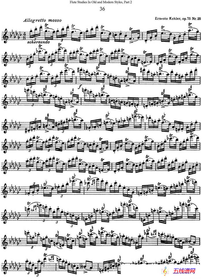 斯勒新老风格长笛练习重奏曲（第二部分）（NO.36）