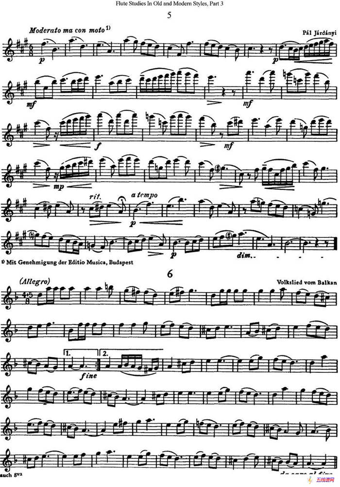 斯勒新老风格长笛练习重奏曲（第三部分）（NO.5-NO.6）