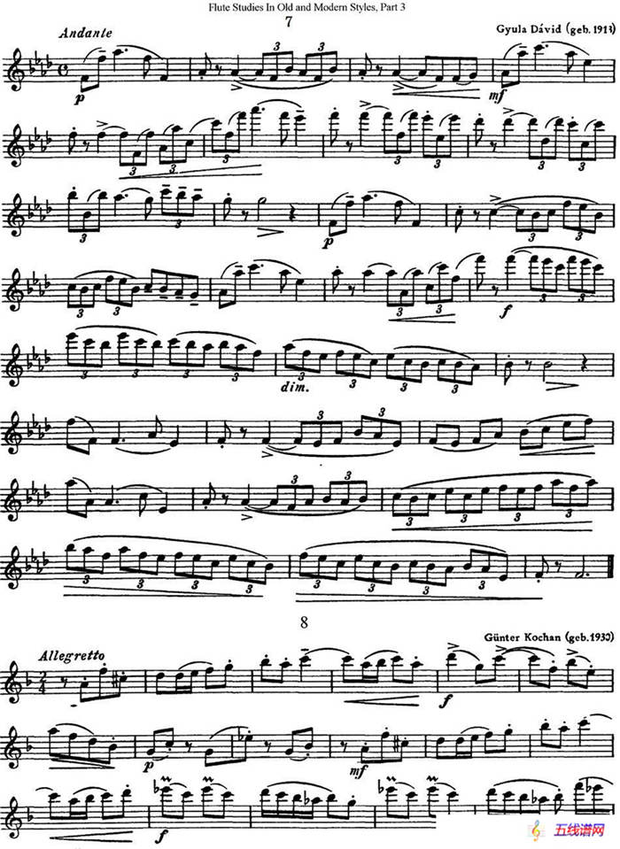 斯勒新老风格长笛练习重奏曲（第三部分）（NO.7-NO.10）
