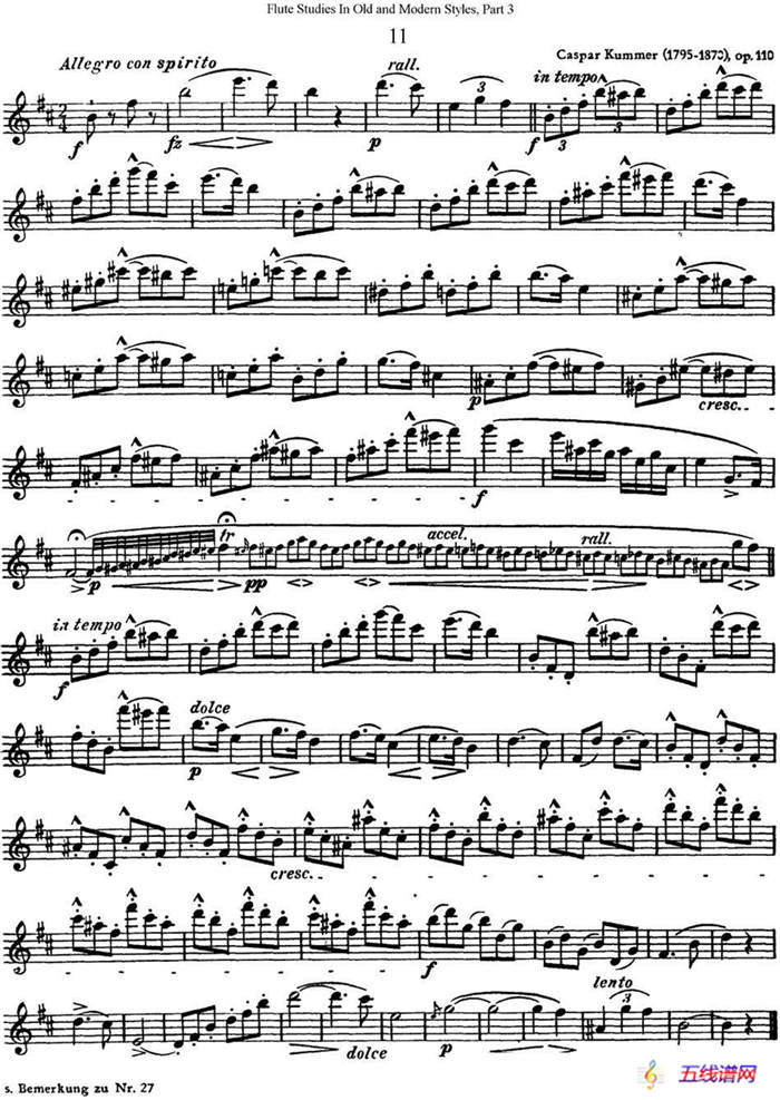 斯勒新老风格长笛练习重奏曲（第三部分）（NO.11）