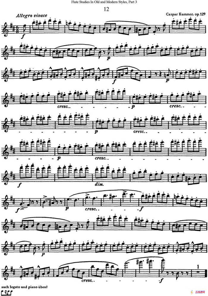 斯勒新老风格长笛练习重奏曲（第三部分）（NO.12）