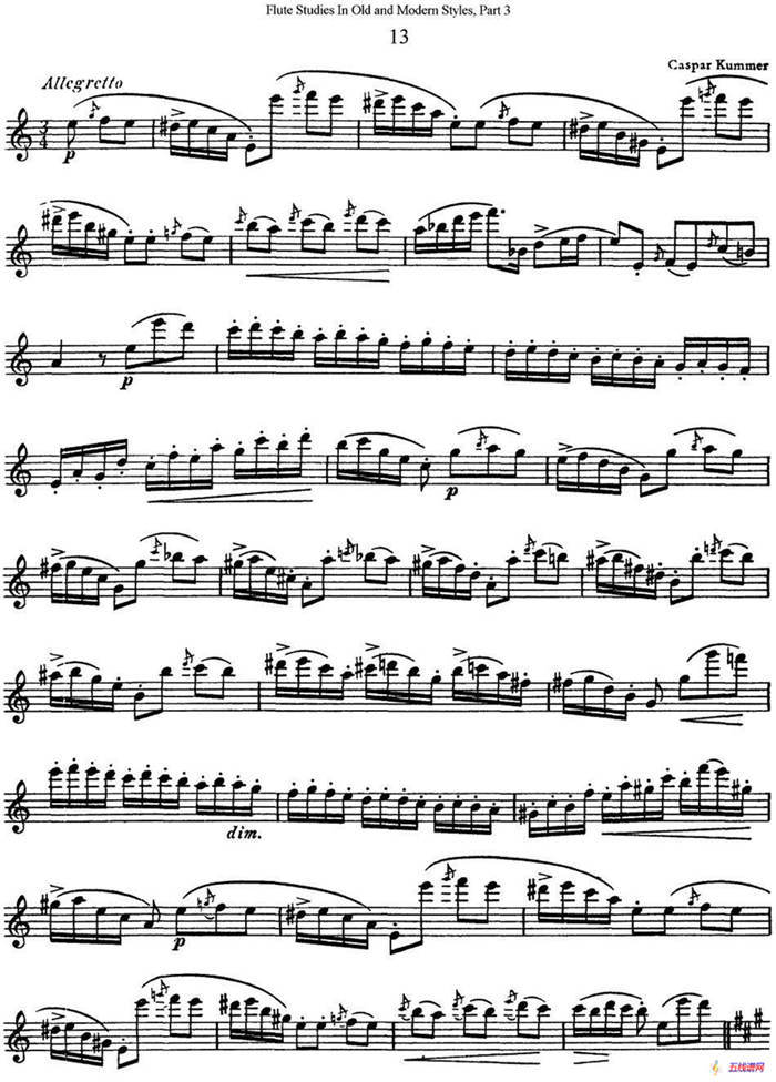 斯勒新老风格长笛练习重奏曲（第三部分）（NO.13-NO.14）