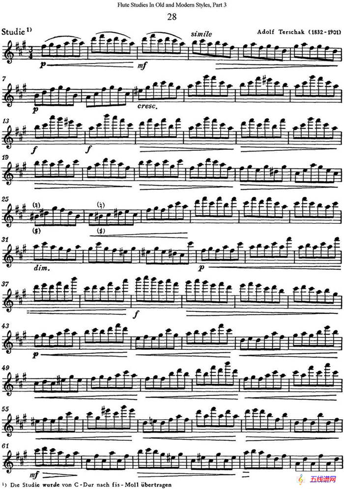 斯勒新老风格长笛练习重奏曲（第三部分）（NO.28）