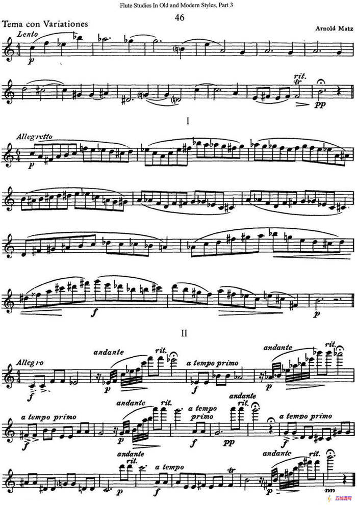 斯勒新老风格长笛练习重奏曲（第三部分）（NO.46）