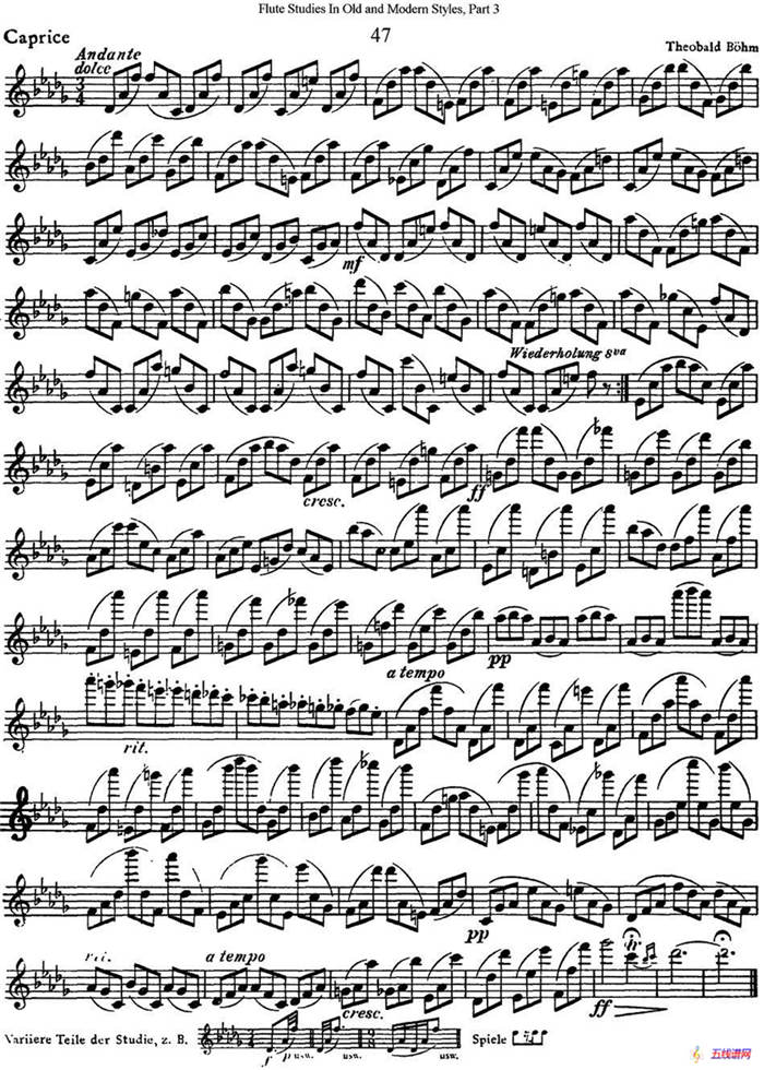 斯勒新老风格长笛练习重奏曲（第三部分）（NO.47）
