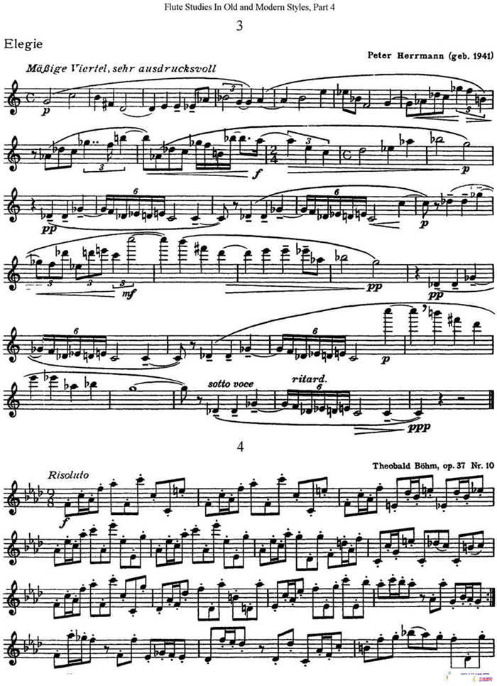斯勒新老风格长笛练习重奏曲（第四部分）（NO.3-NO.4）