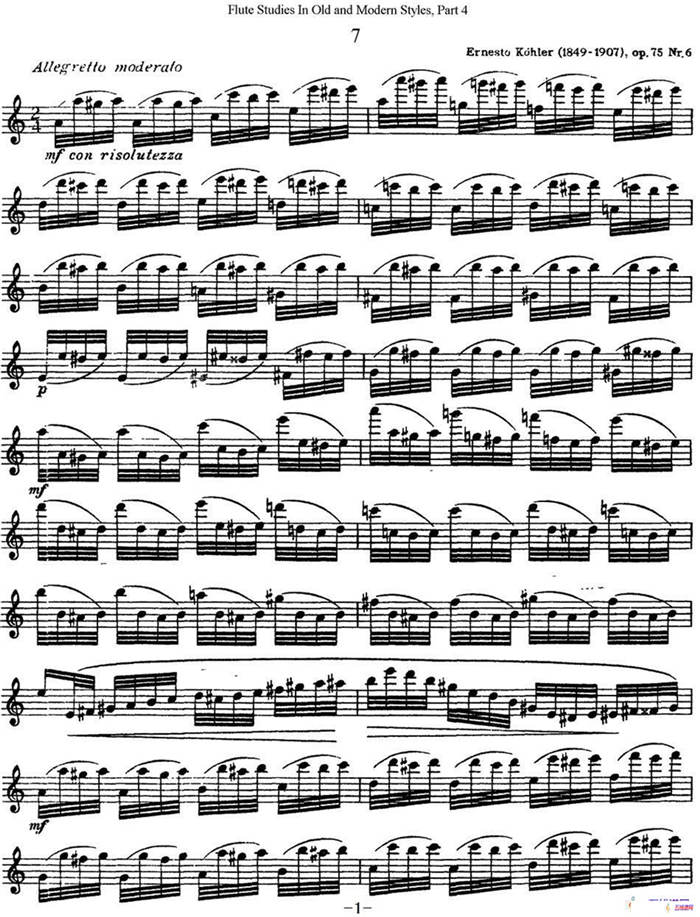 斯勒新老风格长笛练习重奏曲（第四部分）（NO.7）