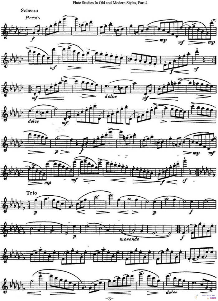 斯勒新老风格长笛练习重奏曲（第四部分）（NO.13）