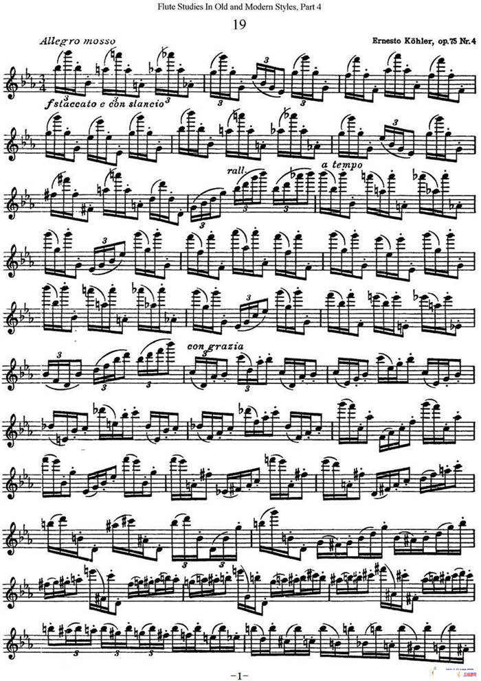 斯勒新老风格长笛练习重奏曲（第四部分）（NO.19）