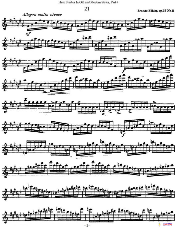斯勒新老风格长笛练习重奏曲（第四部分）（NO.21）