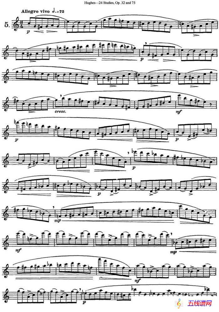 胡埃斯24首长笛练习曲Op.32（NO.5）