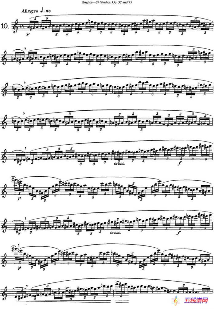 胡埃斯24首长笛练习曲Op.32（NO.10）