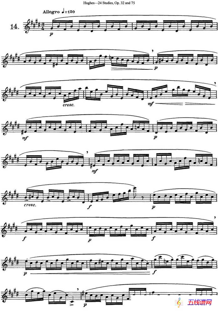 胡埃斯24首长笛练习曲Op.32（NO.14）