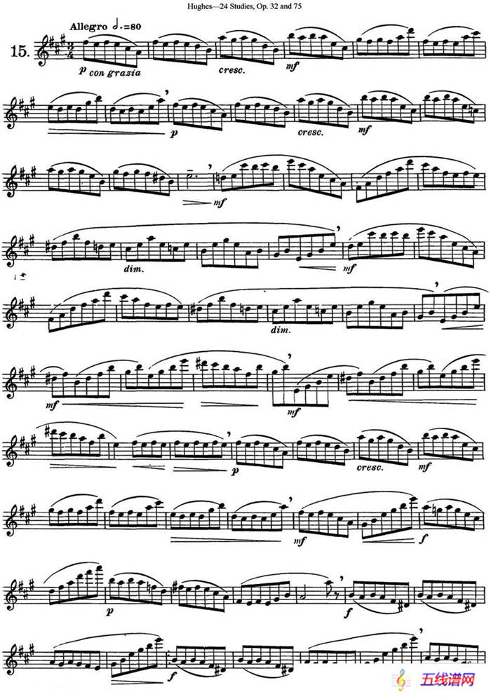 胡埃斯24首长笛练习曲Op.32（NO.15）