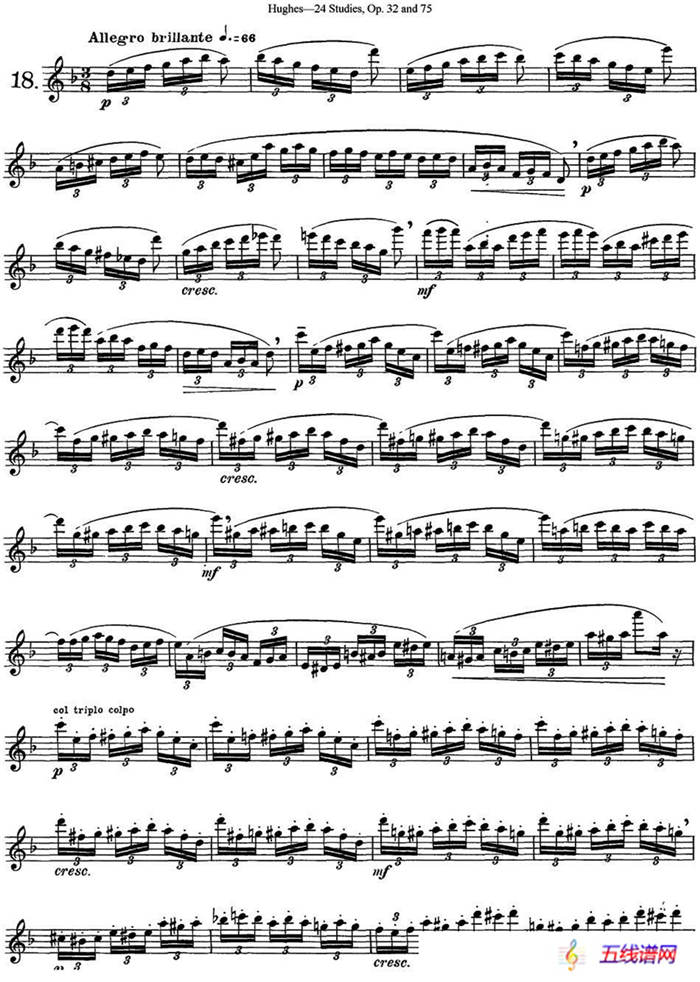 胡埃斯24首长笛练习曲Op.32（NO.18）