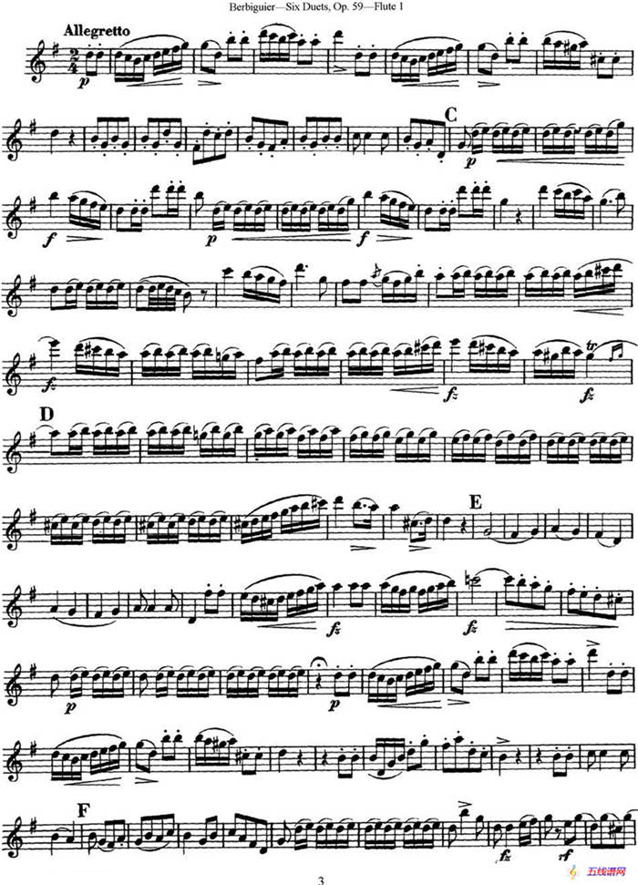 博比格6首长笛二重奏练习曲Op.59（Flute 1）
