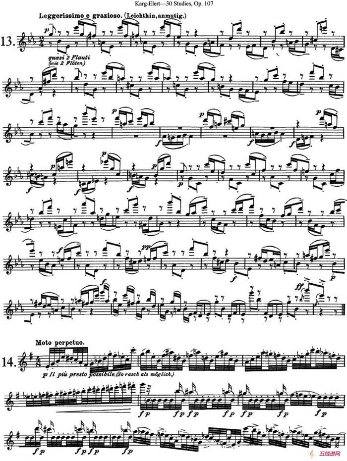 卡-伊勒特30首长笛练习曲Op.107（NO.13-NO.15）