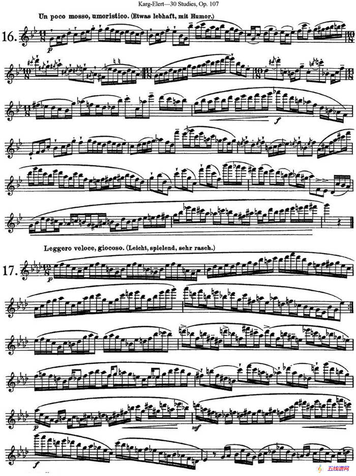 卡-伊勒特30首长笛练习曲Op.107（NO.16-NO.18）