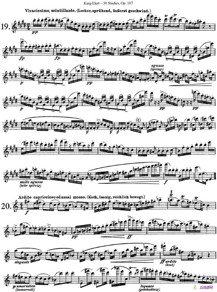 卡-伊勒特30首长笛练习曲Op.107（NO.19-NO.21）