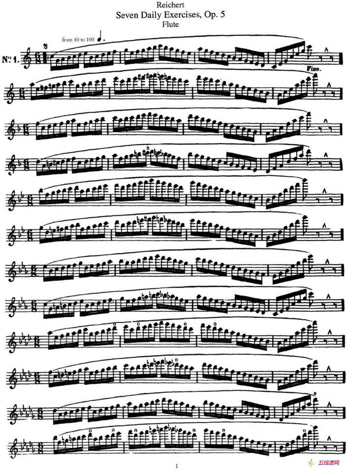 瑞澈特七首每日长笛练习曲Op.5（NO.1）
