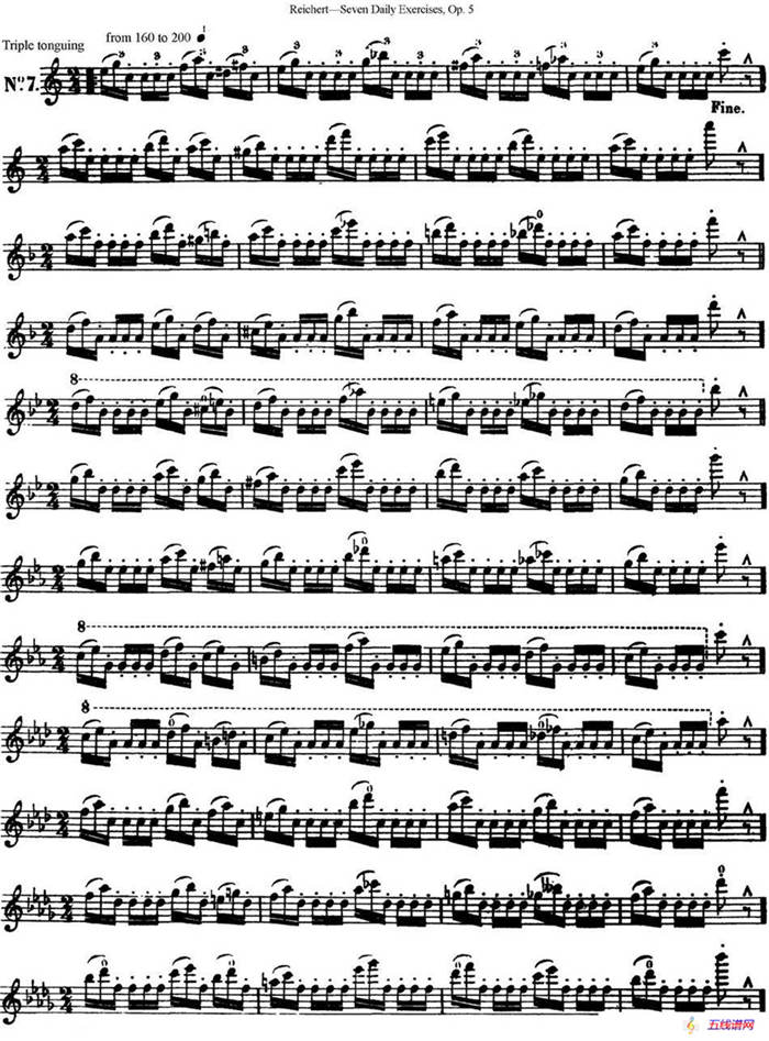瑞澈特七首每日长笛练习曲Op.5（NO.7）