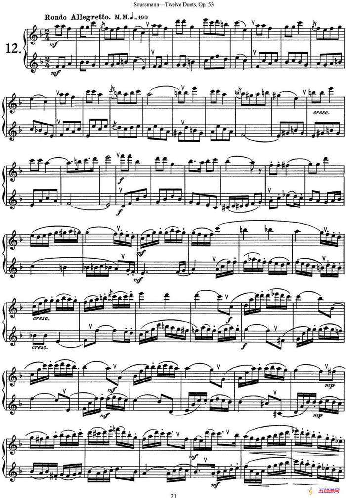 苏斯曼12首长笛重奏曲Op.53（NO.12）