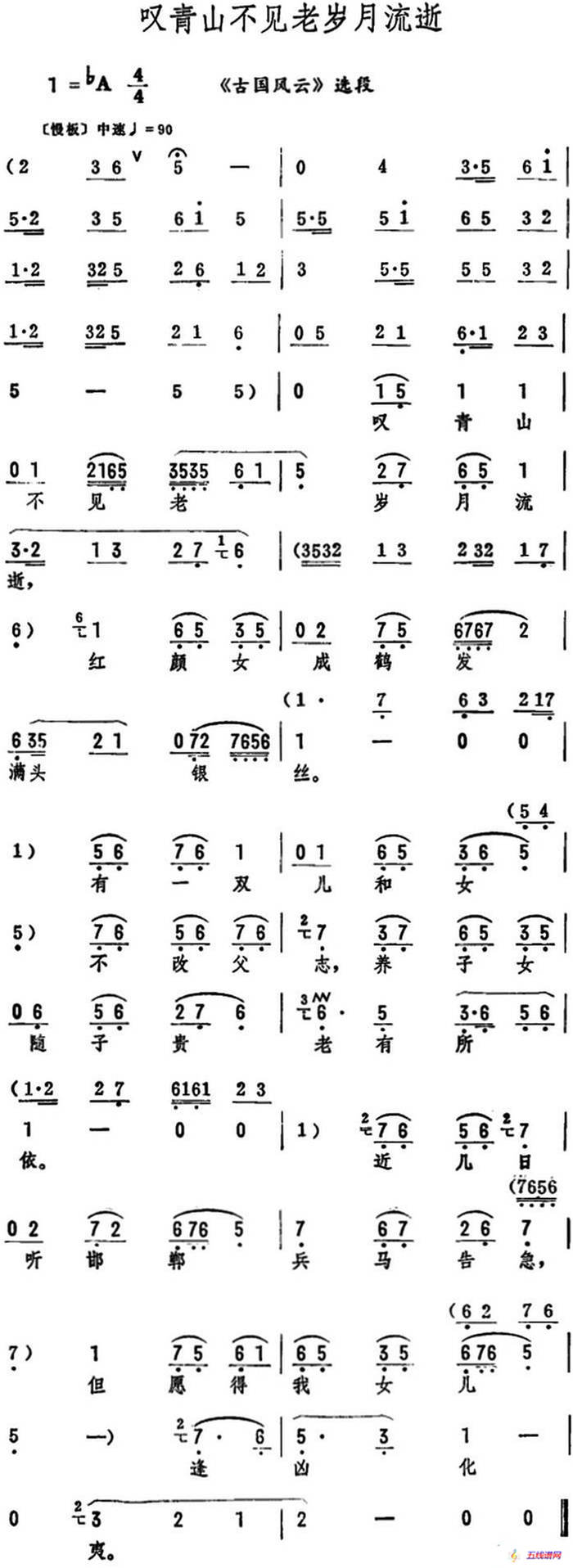 叹青山不见老岁月流逝（《古国风云》选段）