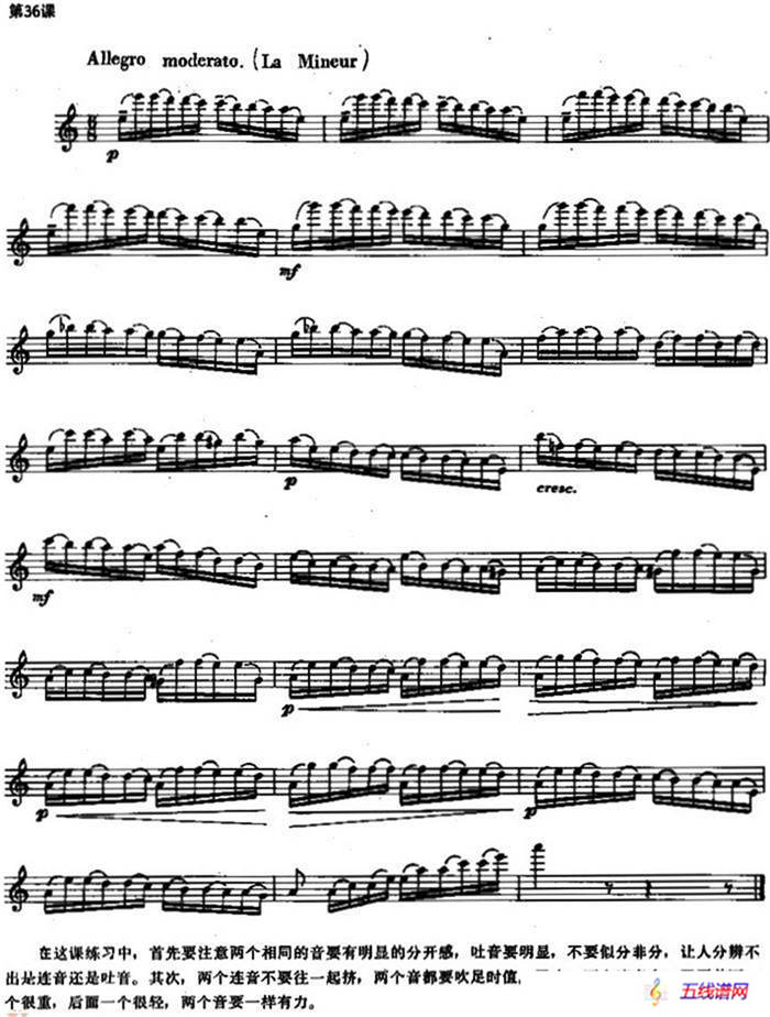 长笛练习曲100课之第36课 （两个相同音分开感）
