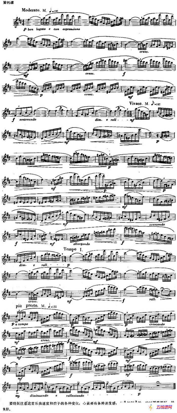 长笛练习曲100课之第95课 （速度与拍子变化练习曲）