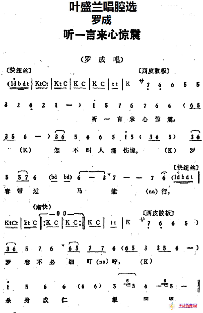 葉盛蘭唱腔選：聽一言來心驚震（《羅成》羅成唱段）