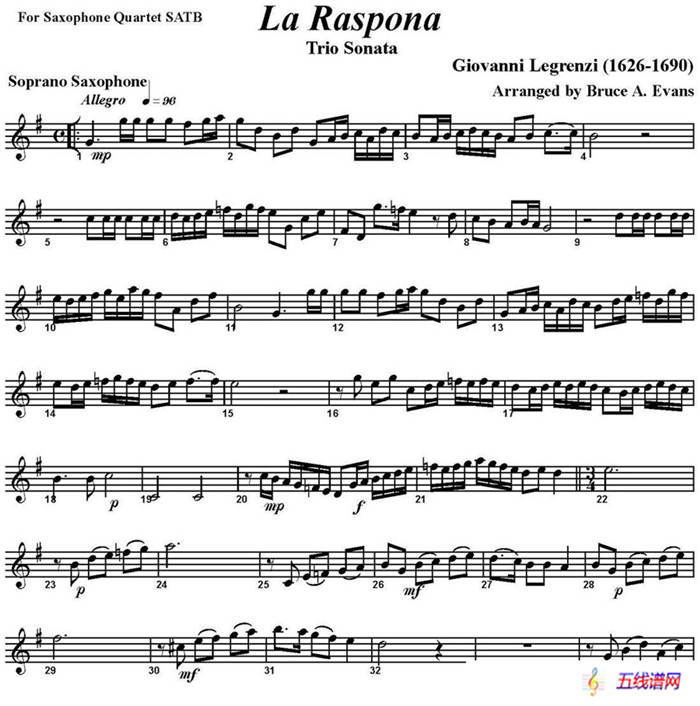 La Raspona（四重奏·高音萨克斯分谱）