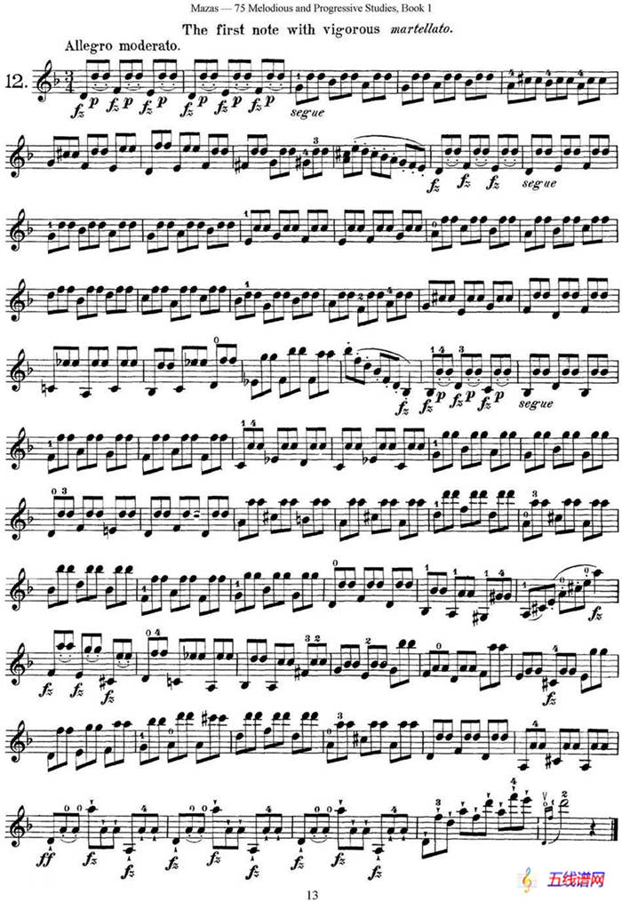 马扎斯小提琴练习曲 Op.36 第一册 特殊练习曲（12）