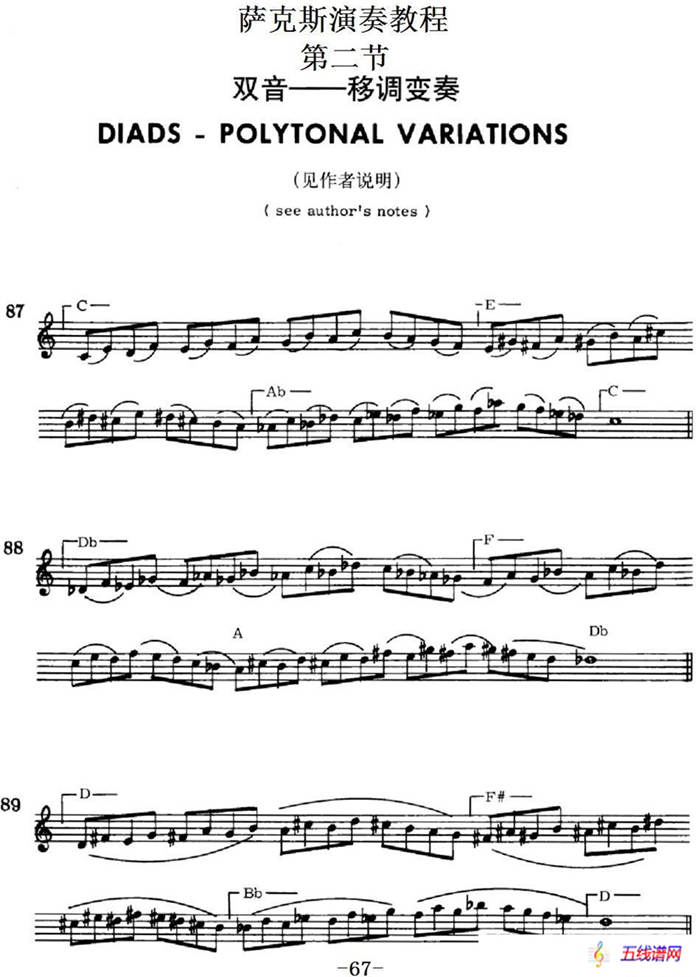萨克斯演奏教程第二节（双音-移调变奏）