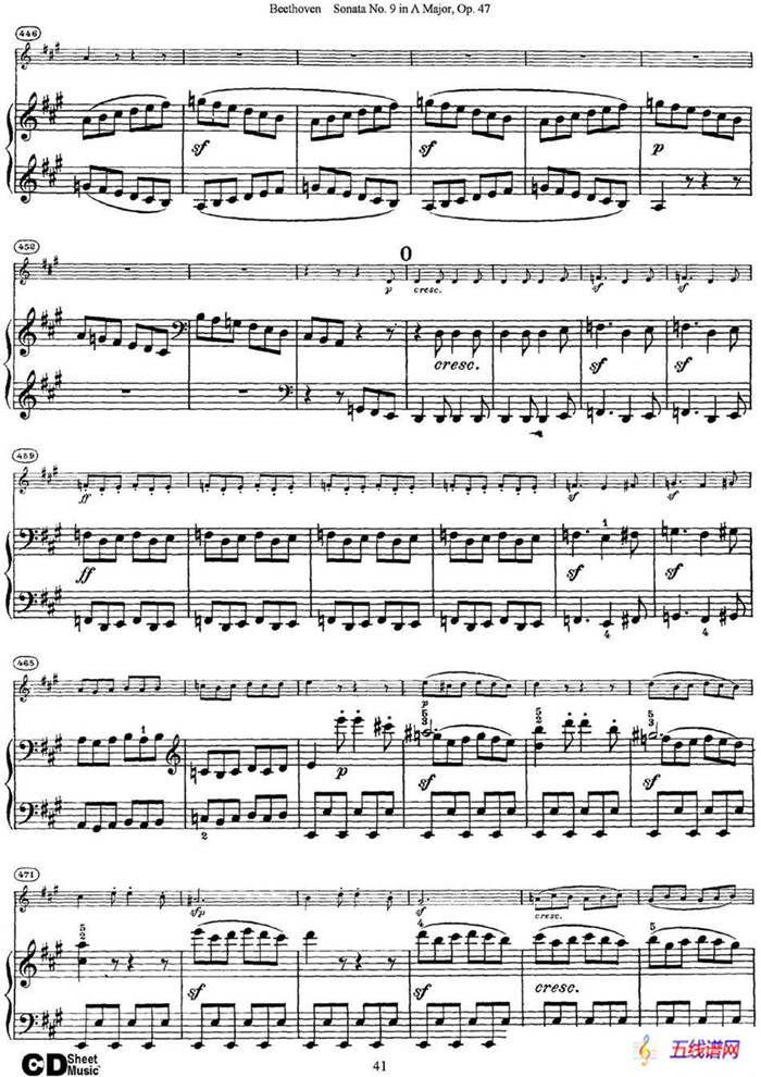 Violin Sonata No.9 in A Major Op.47（小提琴+钢琴伴奏）