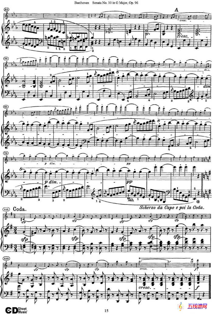 Violin Sonata No.10 in G Major Op.96（小提琴+钢琴伴奏）