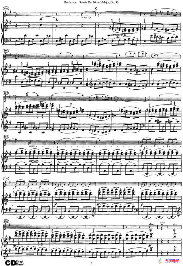 Violin Sonata No.10 in G Major Op.96（小提琴+钢琴伴奏）