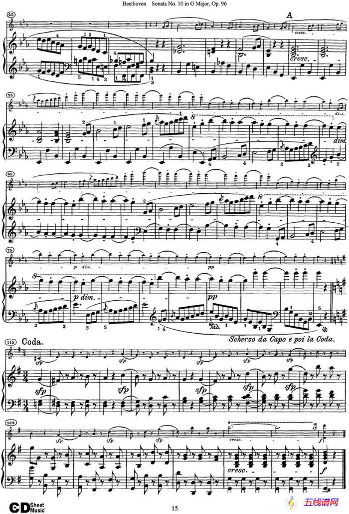 Violin Sonata No.10 in G Major Op.96（小提琴+钢琴伴奏）