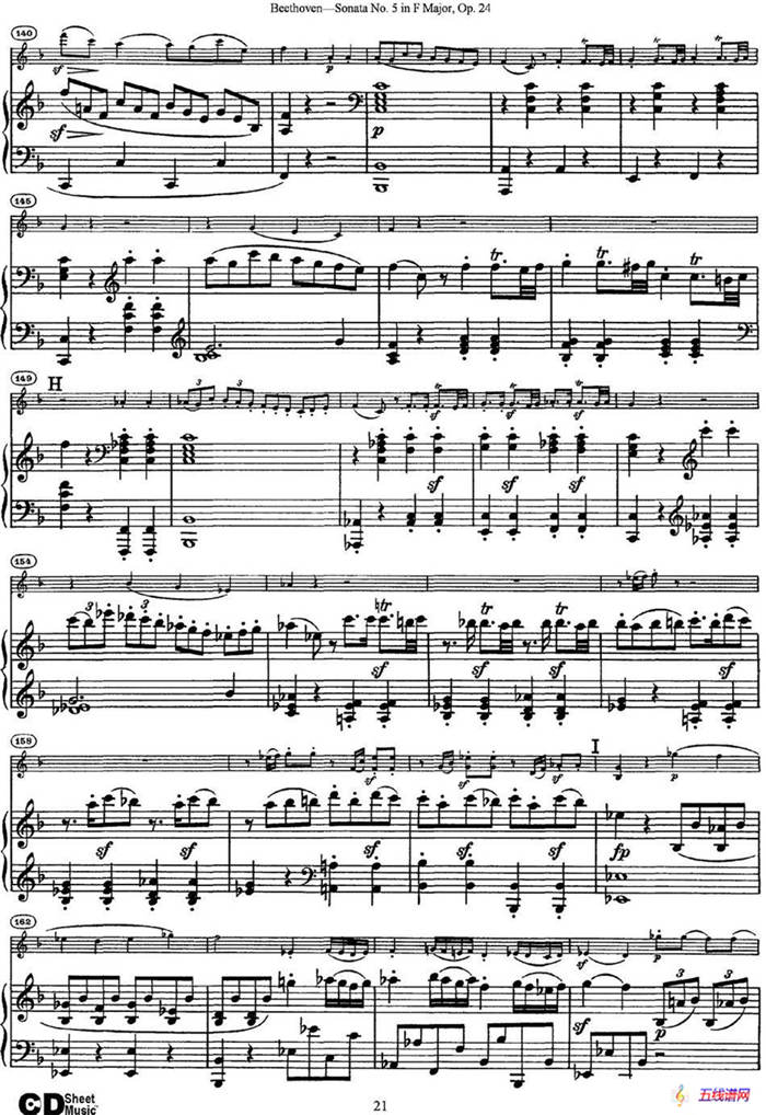 Violin Sonata No.5 in F Major Op.24（小提琴+钢琴伴奏）